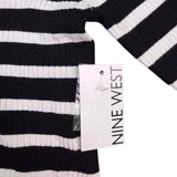 Nine West Womens Black & White Striped Button-Up Cardigan Sweater Size S