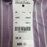 Brooks Brothers Mens Purple & White Striped Collared Shirt Non-Iron Sz16.5 34