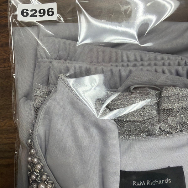 R&M Richards Womens Gray Polyester 3-Piece Jacket Top Pants Set Size 12 Formal W