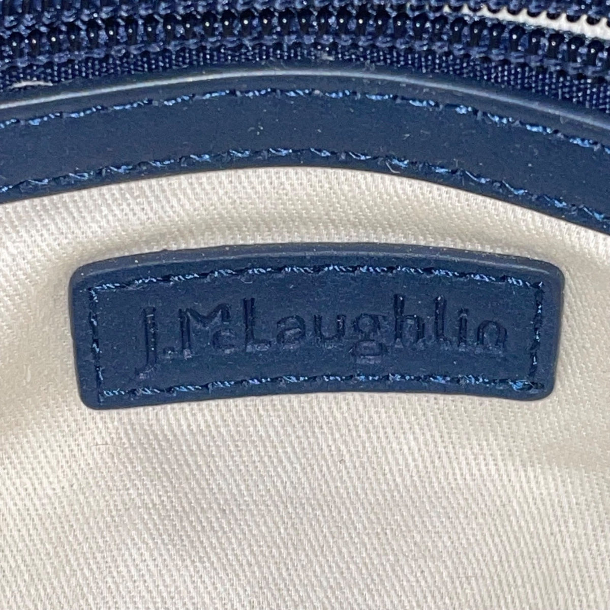 J.McLaughlin Women’s White & Blue Canvas Bamboo Handle Shoulder Bag
