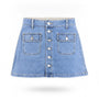 American Eagle Womens Light Blue Denim Button-Front Mini Skirt Stretch Cotton Si