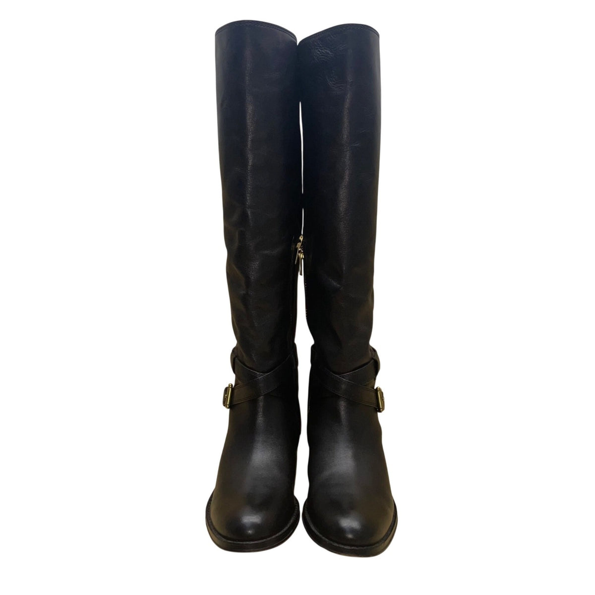 Coach Women’s Black Leather Buckle Detail Monique Riding Boots Size 6.5B