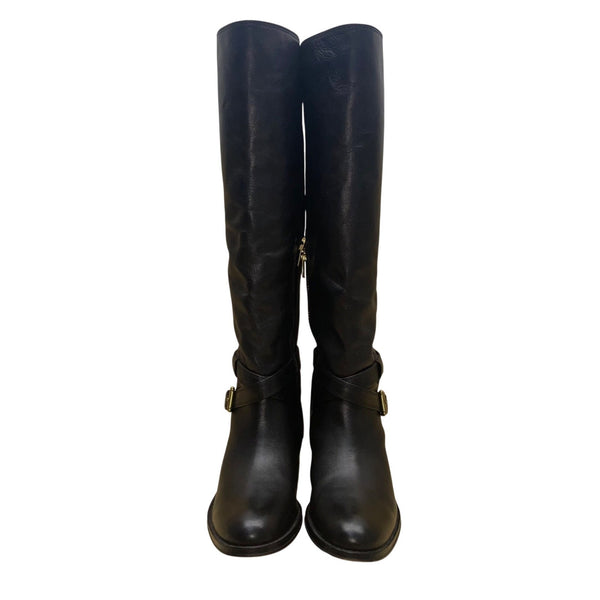 Coach Women’s Black Leather Buckle Detail Monique Riding Boots Size 6.5B