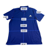 Adidas Mens Blue Polyester Polo Shirt  Embroidered Logo Short Sleeve Size XL