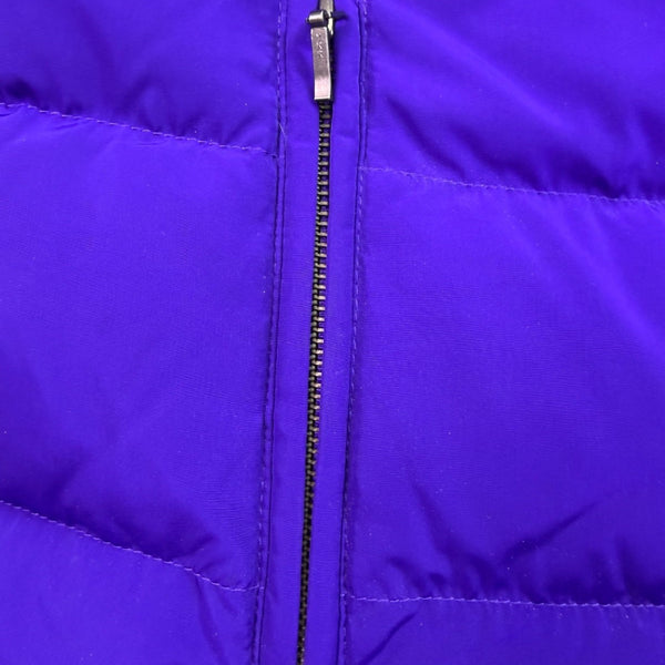 Talbots Womens Purple Puffer Vest Lightweight With Ruffle Zip Front Size L