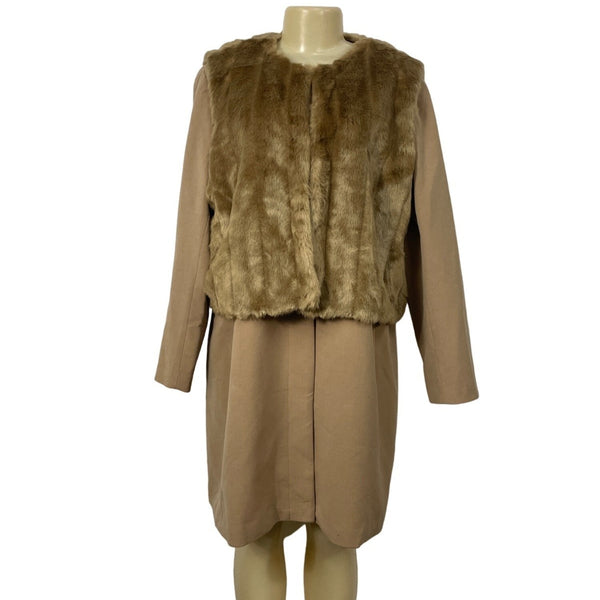 Multi Look IMAN  Coat & Vest Caramel Size 1X Winter Office Attire