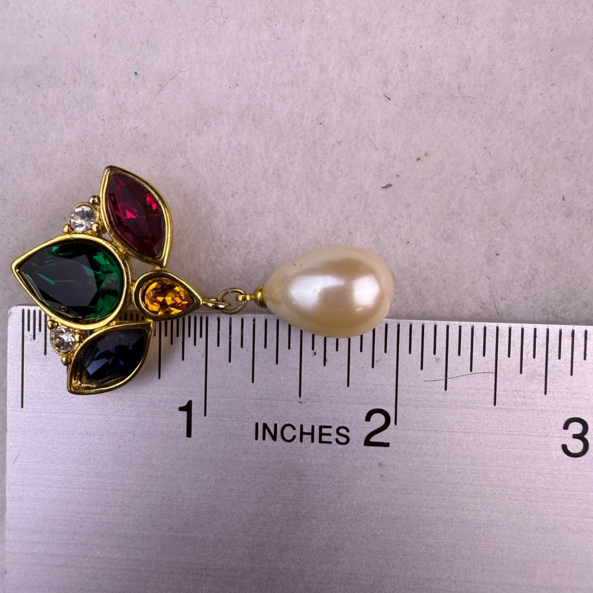 Monet Womens Multicolor Faux Pearl Drop Earrings Gold Tone Crystal Accents