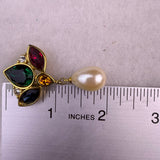 Monet Womens Multicolor Faux Pearl Drop Earrings Gold Tone Crystal Accents