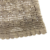 Crochet Beige Cotton Womens Skirt Lined Hand Wash Elastic Waist Philippine Sz 10