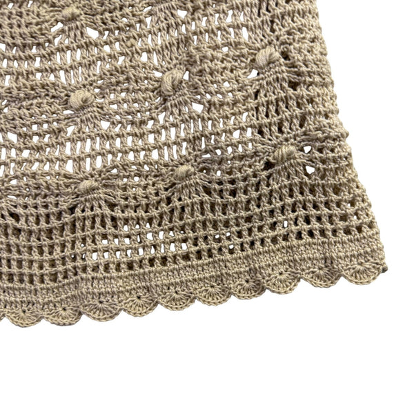 Crochet Beige Cotton Womens Skirt Lined Hand Wash Elastic Waist Philippine Sz 10