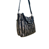 Salon De Ruban Women’s Black & Beige Snake Print Adjustable Strap Tote Bag
