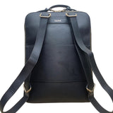 Calpak Unisex Black Leather With Gold Zipper Accents Whipstitch Laptop Backpack