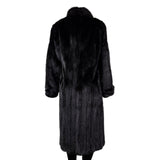 Black Womens Mink Fur Coat Luxury Long Full-Length Button-Up Soft Textured Sz M