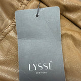 Lysse Womens Brown Polyurethane Faux Leather Pants Chic Stretch Flared Design Sz