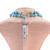 Vintage Womens Blue Multi-Strand Beaded Necklace Adjustable