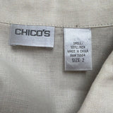 Chicos Womens Beige Linen Button-Up Jacket Two Pockets Casual Size 2