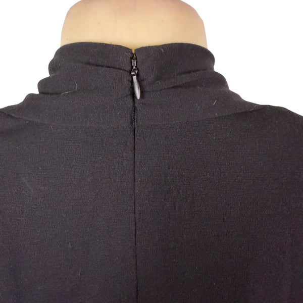 Adrianna Papell Womens Black Long Sleeve Twist Front Midi Dress Sz 6