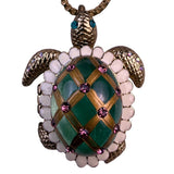 Betsey Johnson Womens Gold Tone Turtle Pendant  With Starfish & Pink Accents