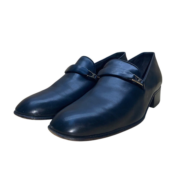 Bally Men’s Black Leather Strap accent Round Toe Slip-On Loafers Size 8