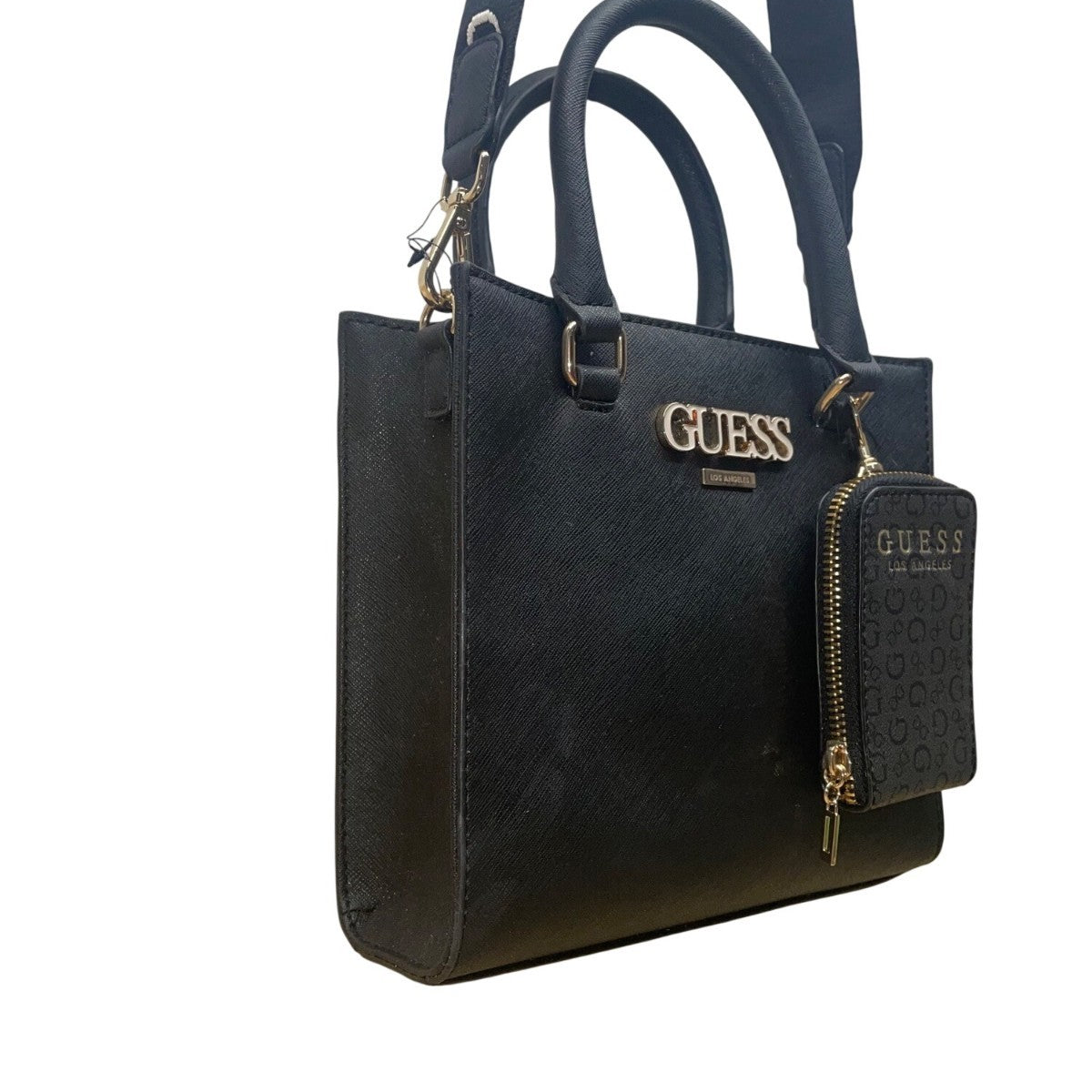 Guess Women’s Black Faux Leather Detachable Strap & Coin Pouch Crossbody Bag