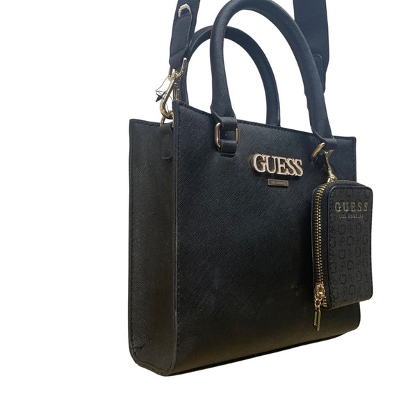 Guess Women’s Black Faux Leather Detachable Strap & Coin Pouch Crossbody Bag