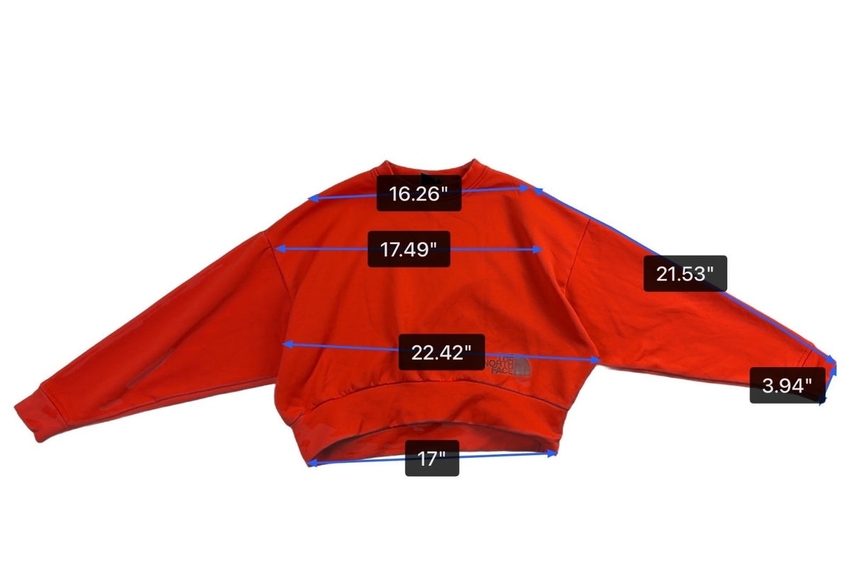 The North Face Womens Orange Cropped Long Sleeve Sweatshirt Logo Casual Sz XS