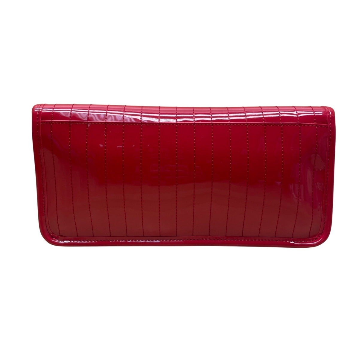 Ted Baker Women’s Red Patent Quilted With Gold Accent Bar Evening Clutch