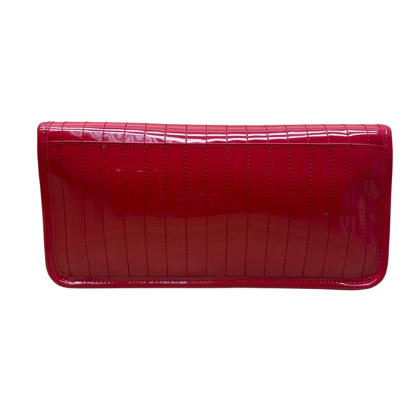 Ted Baker Women’s Red Patent Quilted With Gold Accent Bar Evening Clutch