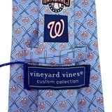 Vineyard Vines Mens Blue 100% Silk Washington Nationals Logo Patterned Tie
