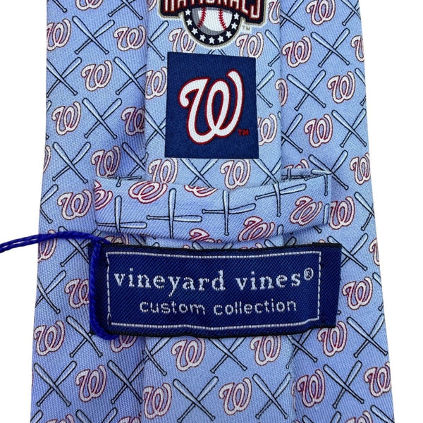 Vineyard Vines Mens Blue 100% Silk Washington Nationals Logo Patterned Tie