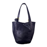 Coach Women’s Black Leather With Brass Hardware Double Handle Tote Bag