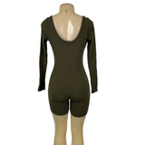 Fashion Nova Womens Olive Ribbed Long Sleeve Snatched Romper Rayon/Spandex Sz XL