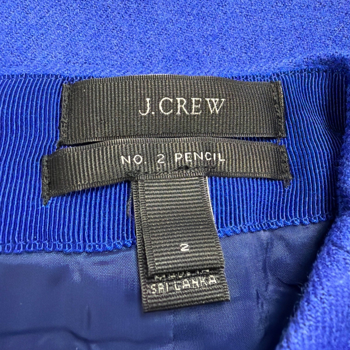J. Crew Womens Blue Wool Pencil Skirt Fully Lined Slim Fit Business Casual Sz 2