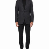 Christian Mens Navy Virgin Wool Pinstripe Suit Jacket & Pants Two Piece Set