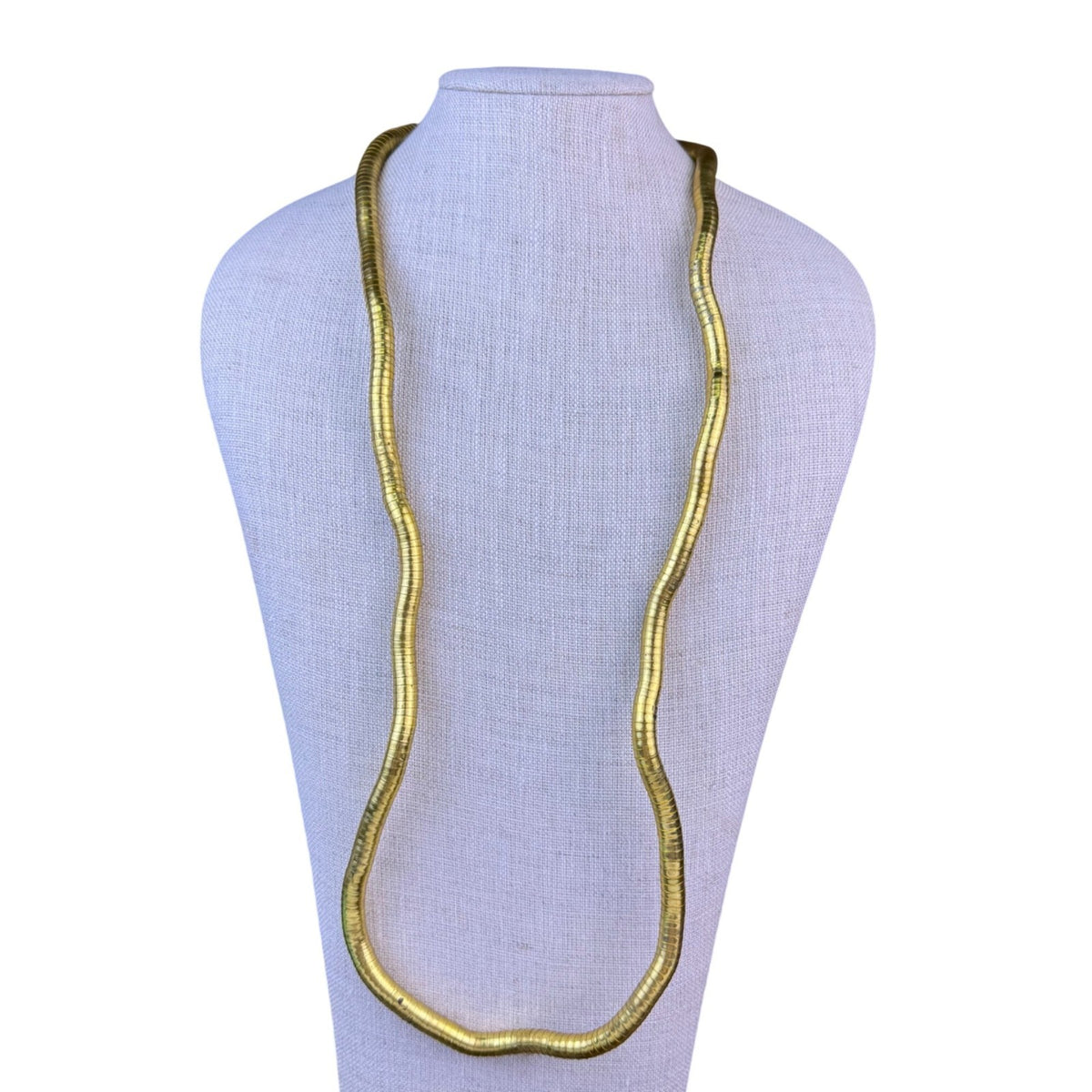 Vintage Gold Tone Flexible Tubular Necklace Or Bracelet Ribbed Textured Design