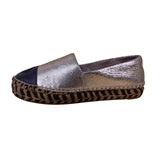 Tory Burch Women’s Silver & Blue Leather Metallic Slip-On Espadrille Shoes Sz 7M