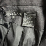 Donna Rae Womens Black Cotton Blend Jacket Textured Trim Single Button Size 10