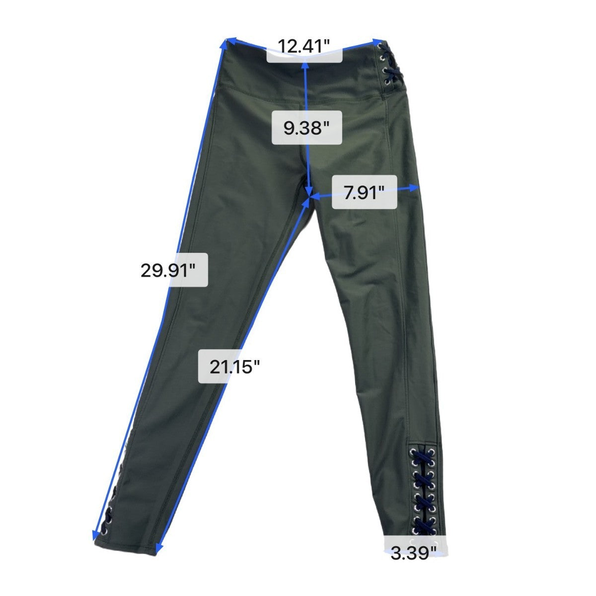 Soul Womens Green Polyester/Spandex High-Waisted Lace-Up Leggings Size S