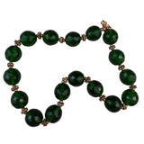 Green Gold Tone Womens Glass Beaded Necklace Gold Toned Spacer Jewelry