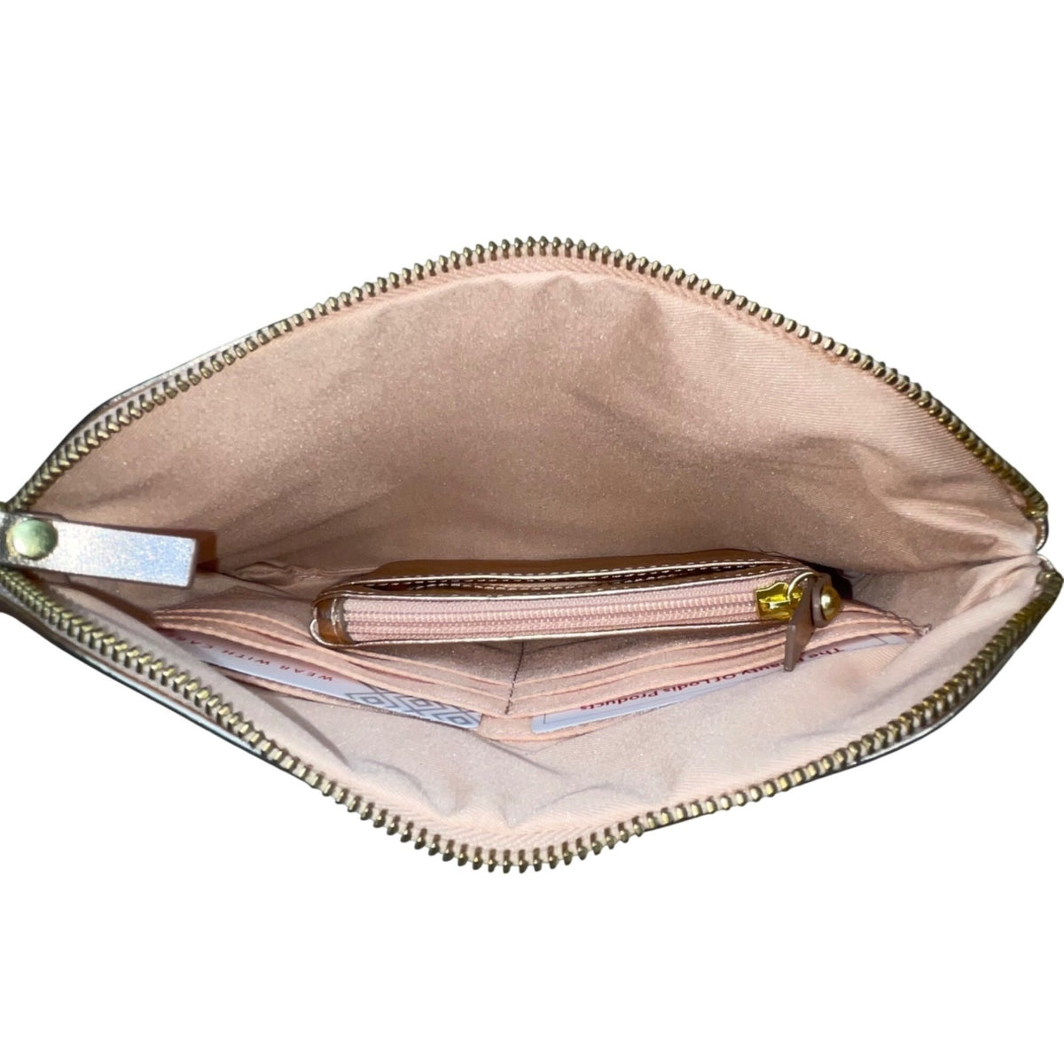 Lodis Women’s Rose Gold Leather With Coin Pouch Zippered Wristlet Clutch