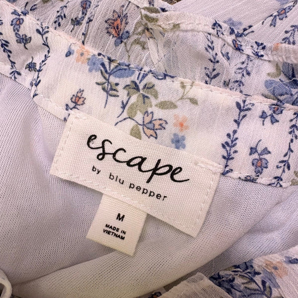 Escape By Blu Pepper Womens White & Blue Floral Maxi Dress Siize M