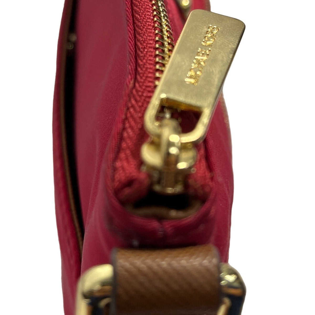 Michael Kors Women's Red Jet Set Flat Crossbody Bag With Gold Accents Sz M - NWT