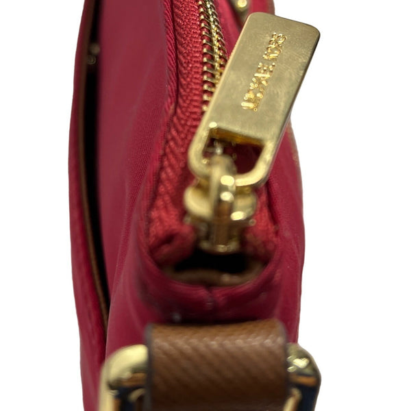 Michael Kors Women's Red Jet Set Flat Crossbody Bag With Gold Accents Sz M - NWT