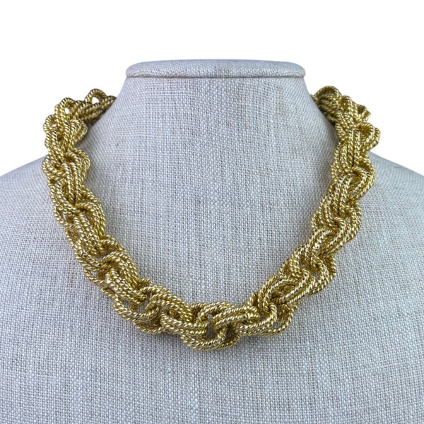 Anne Klein Womens Gold Tone Woven Rope Chain Necklace Adjustable Vintage