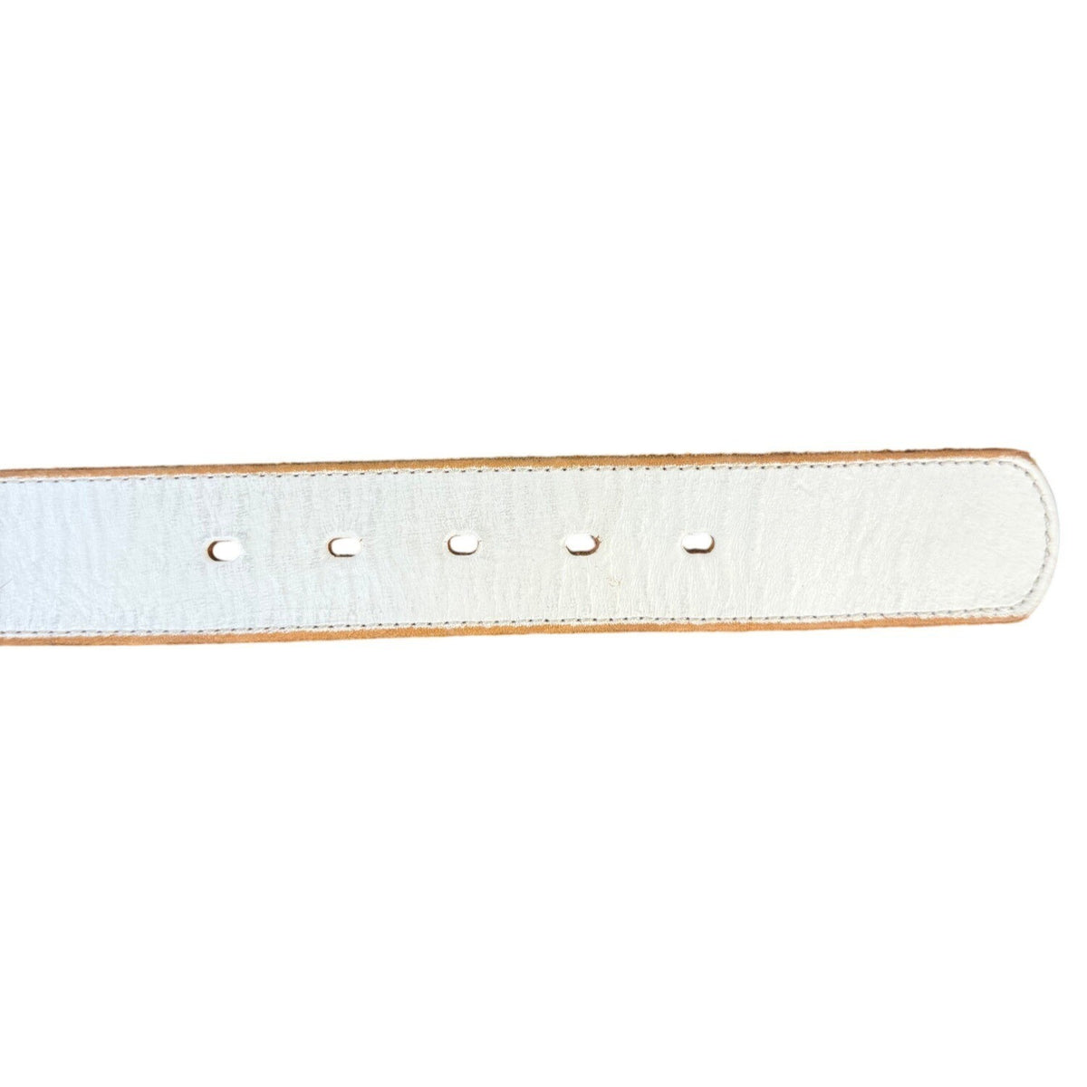 Leather Womens White Belt With Colorful Paisley Buckle Design