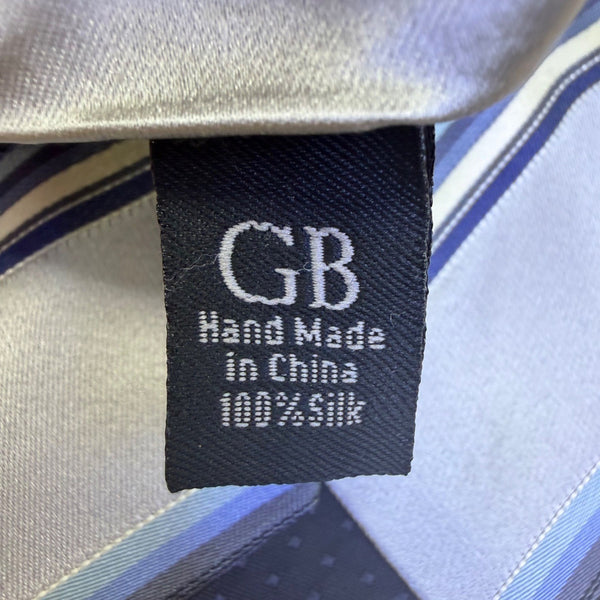 Geoffrey Beene Mens Blue Striped Silk Necktie Versatile Formal Business Wear