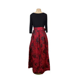 Jessica Howard  Black & Red Floral Print Gown With Bow Detail 3/4 Sleeves Sz 12