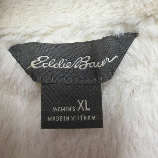Eddie Bauer Womens Red Hooded Full-Zip Jacket Faux Fur Lining Size XL