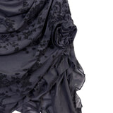 Fashion Nova Womens Black Floral Ruched Midi Dress Elegant Design Size XL