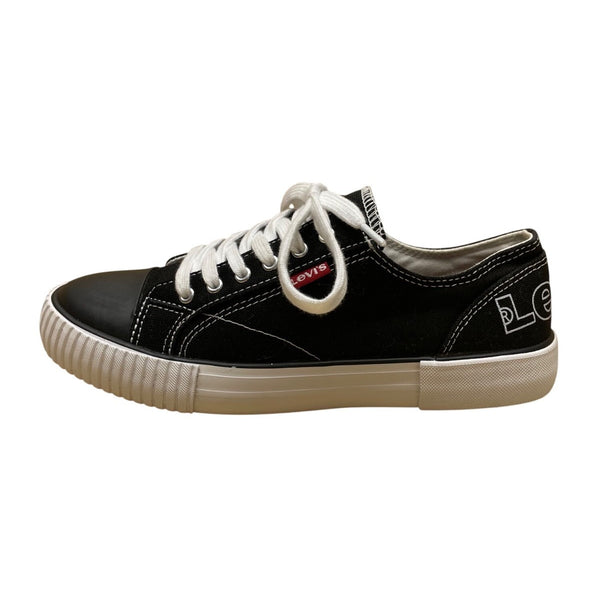 Levis Women’s Black Canvas Lace-Up Flat Skateboard Sneakers Size 6.5